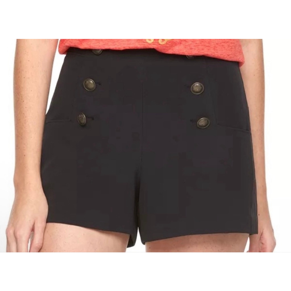 Women's Disney Black Designer High Waist Shorts with Gold Buttons Size 6
